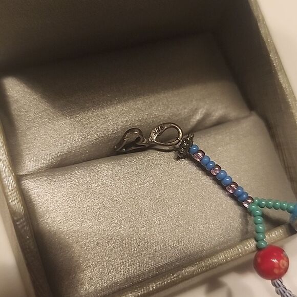 Sterling Silver Double Heart Pendant On Beaded Beach Theme Starfish Necklace - Picture 6 of 6